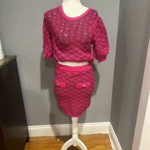 Amanda Uprichard Fuchsia Knit Skirt Set